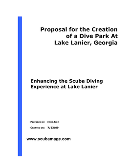 Proposal for the Creation of a Dive Park at Lake Lanier, Georgia