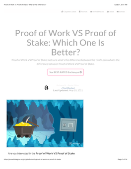 Proof of Work VS Proof of Stake: Which One Is Better?