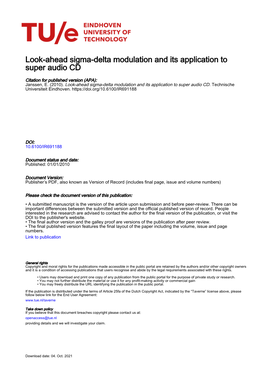 Look-Ahead Sigma-Delta Modulation and Its Application to Super Audio CD