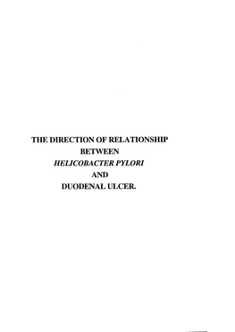 The Direction of the Relationship Between Helicobacter Pylori And
