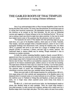 THE GABLED ROOFS of THAI TEMPLES an Adventure in Tracing Chinese Influences