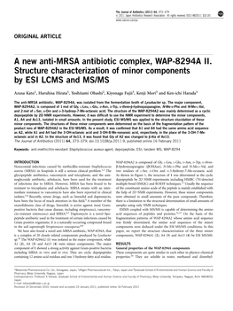 A New Anti-MRSA Antibiotic Complex, WAP-8294A II. Structure Characterization of Minor Components by ESI LCMS and MS/MS