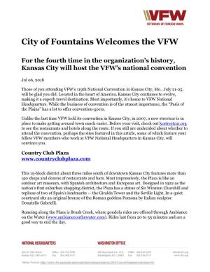 City of Fountains Welcomes the VFW