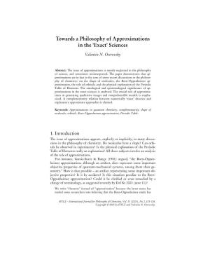 Towards a Philosophy of Approximations in the 'Exact