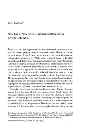 Hawaiian Settlement in British Columbia