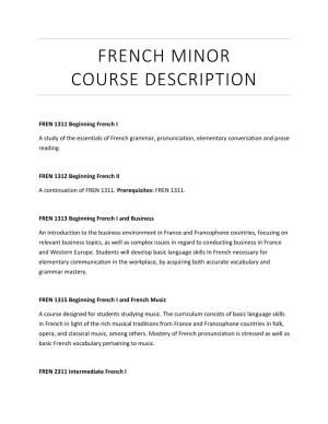 French Minor Course Description