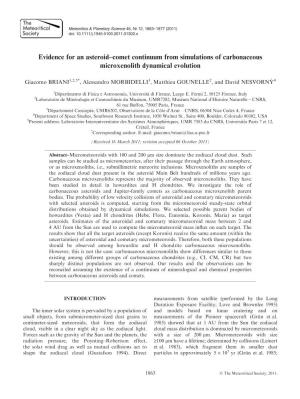 Evidence for an Asteroidcomet Continuum from Simulations Of