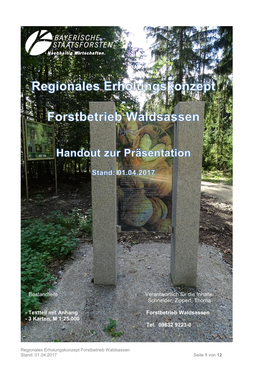 Erholungskonzept Forstbetrieb Waldsassen Stand: 01.04.2017 Seite 1 Von 12 Titelbild: 1