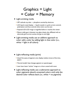 Graphics = Light = Color = Memory