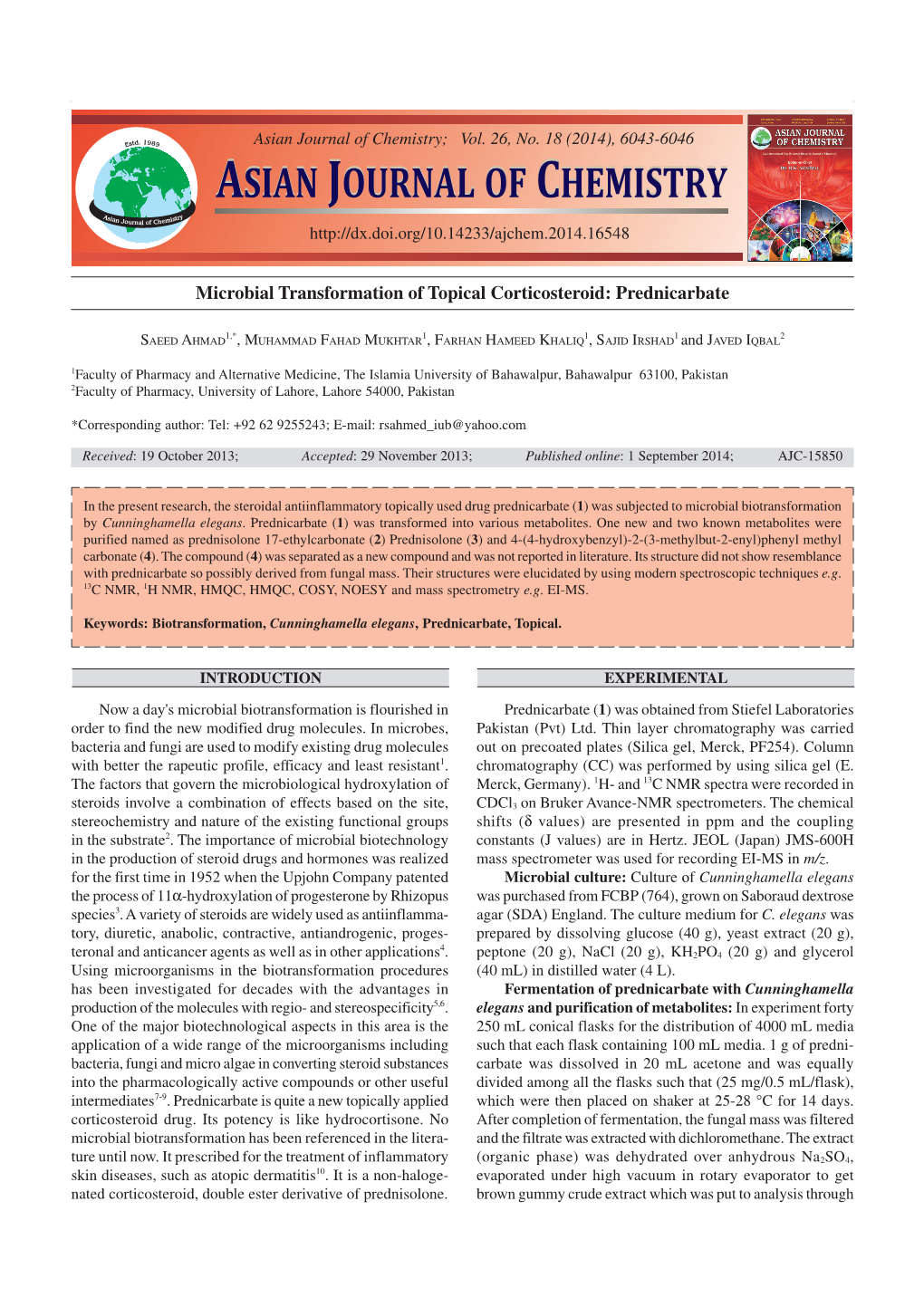 Asian Journal of Chemistry Asian Journal of Chemistry