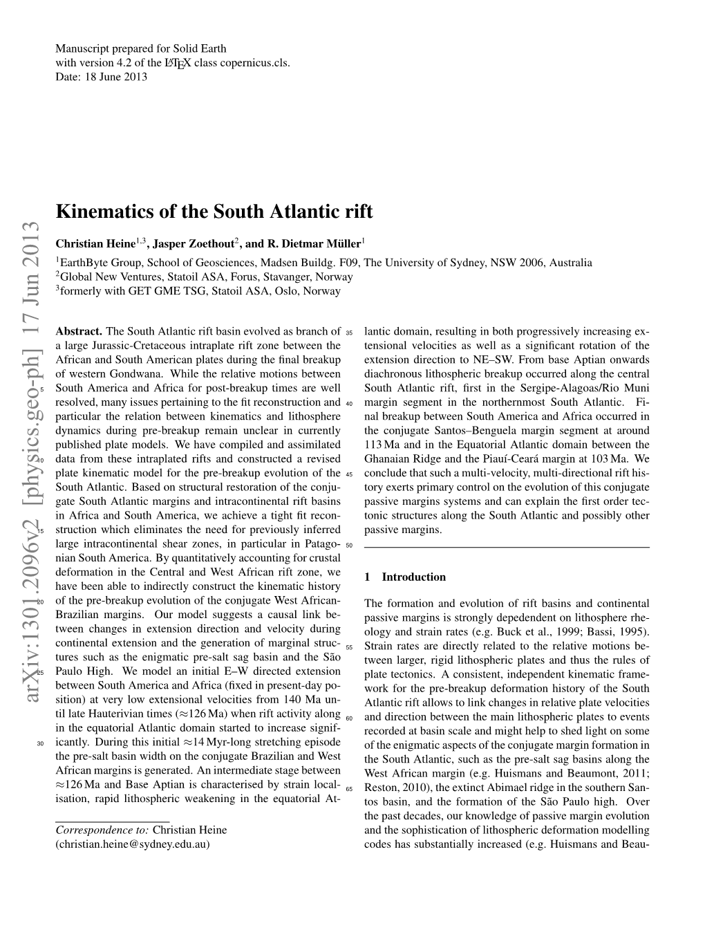 Kinematics of the South Atlantic Rift