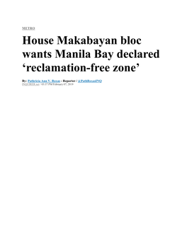 House Makabayan Bloc Wants Manila Bay Declared 'Reclamation-Free Zone'
