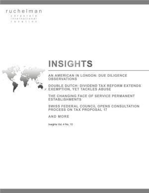Insights Volume 4 Number 10 | Table of Contents | Visit for Further Information