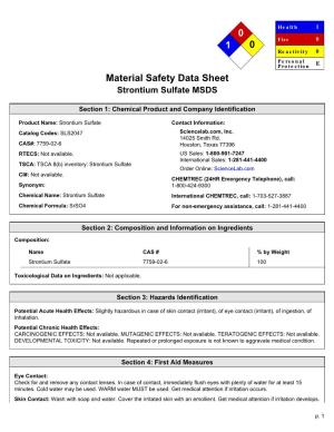 Material Safety Data Sheet Strontium Sulfate MSDS