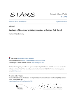 Analysis of Development Opportunities at Golden Oak Ranch
