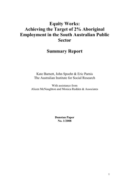 Achieving the Target of 2% Aboriginal Employment in the South Australian Public Sector