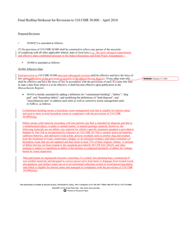 Final Redline/Strikeout for Revisions to 310 CMR 30.000 – April 2010