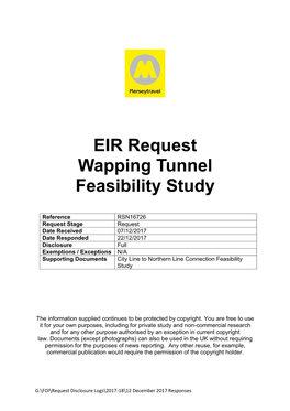 EIR Request Wapping Tunnel Feasibility Study