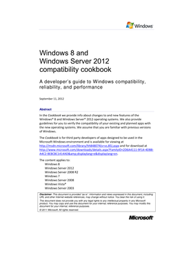 Windows 8 and Windows Server 2012 Compatibility Cookbook