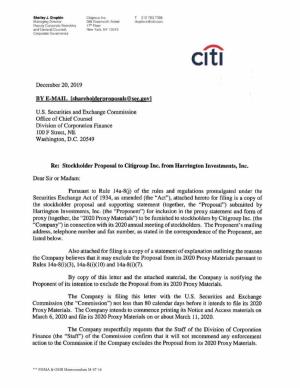 Citigroup Inc.; Rule 14A-8 No-Action Letter