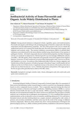 Antibacterial Activity of Some Flavonoids and Organic Acids Widely Distributed in Plants