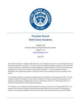President Search Notre Dame Academy
