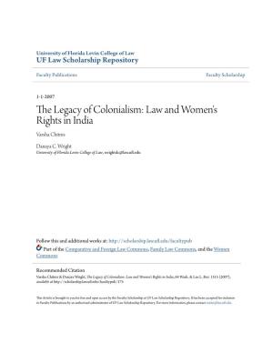 The Legacy of Colonialism: Law and Women's Rights in India Varsha Chitnis