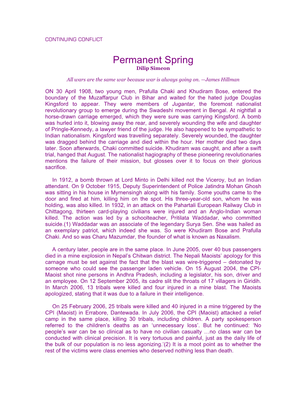 Permanent Spring Dilip Simeon