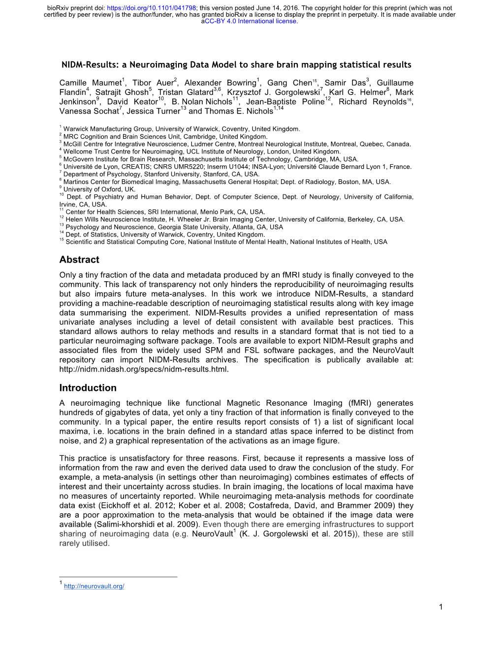 A Neuroimaging Data Model to Share Brain Mapping Statistical Results