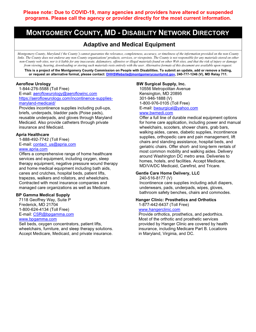 Adaptive & Medical Equipment