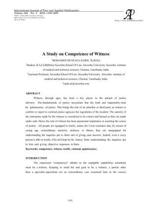 A Study on Competence of Witness