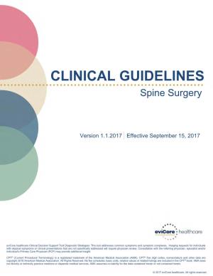 CLINICAL GUIDELINES Spine Surgery