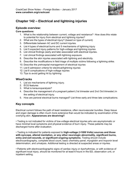 Electrical and Lightning Injuries