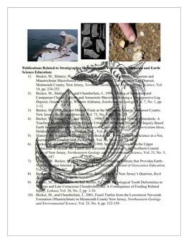 Publications Related to Stratigraphy, Sedimentology, Paleontology