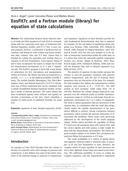 Eosfit7c and a Fortran Module (Library) for Equation of State Calculations