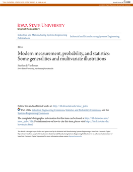 Modern Measurement, Probability, and Statistics: Some Generalities and Multivariate Illustrations Stephen B