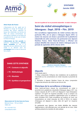 Suivi Du Nickel Atmosphérique À Isbergues : Sept. 2018 – Fév. 2019