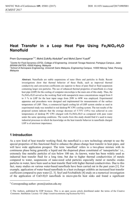 Heat Transfer in a Loop Heat Pipe Using Fe2nio4-H2O Nanofluid