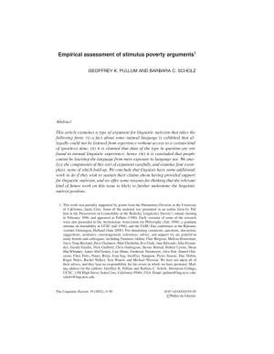 Empirical Assessment of Stimulus Poverty Arguments1