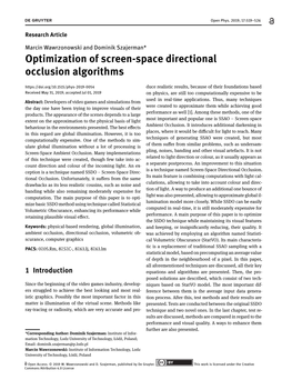 Optimization of Screen-Space Directional Occlusion Algorithms