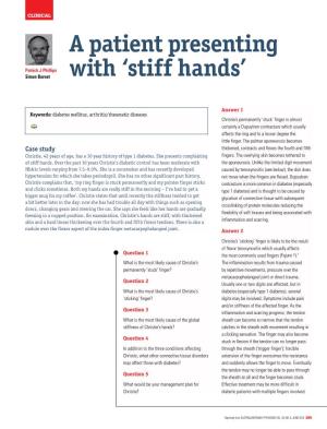 A Patient Presenting with 'Stiff Hands'