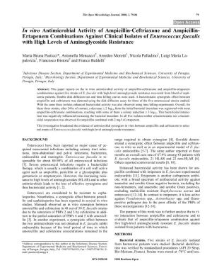 In Vitro Antimicrobial Activity of Ampicillin-Ceftriaxone And