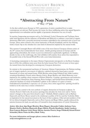 “Abstracting from Nature” 6Th May – 3Nd July