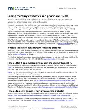 Selling Mercury Cosmetics and Pharmaceuticals (W-Hw4-22)