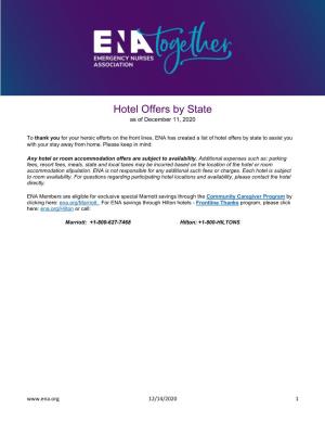 Hotel Offers by State for Health Care Providers