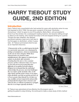 Harry Tiebout Study Guide, 2Nd Edition