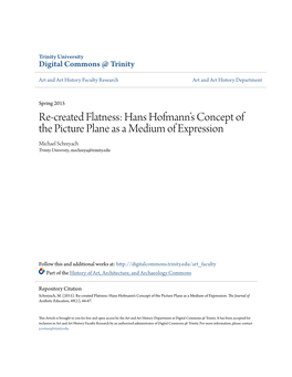 Hans Hofmann's Concept of the Picture Plane As a Medium Of