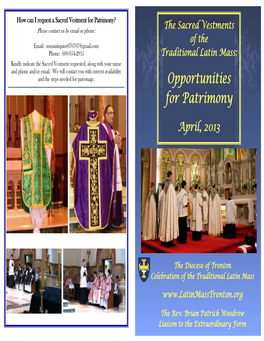 Patrimony of Sacred Vestments Brochure