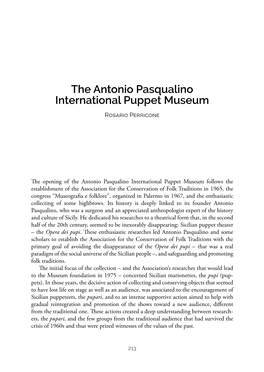 The Antonio Pasqualino International Puppet Museum Rosario Perricone