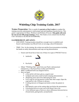Whittling Chip Training Guide, 2017